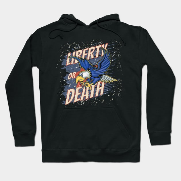 Cool eagle flying with red white blue and Liberty or Death Hoodie by Danny Gordon Art